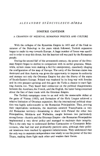 B Î RDA DIMITRIE CANTEMIR with the Collapse of the Byzantine