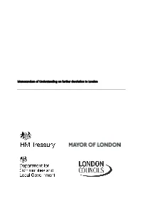 Memorandum of Understanding on Further Devolution to London