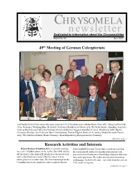 Newsletter Dedicated to Information About the Chrysomelidae Report No