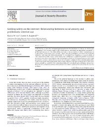 Relationship Between Social Anxiety and Problematic Internet Use