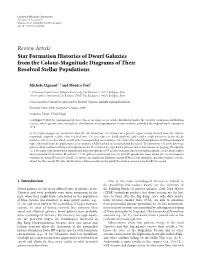 Review Article Star Formation Histories of Dwarf Galaxies from the Colour-Magnitude Diagrams of Their Resolved Stellar Populations