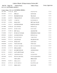Roll No. Regd. No. Student Name Father's Name Cutlist of Shastri III