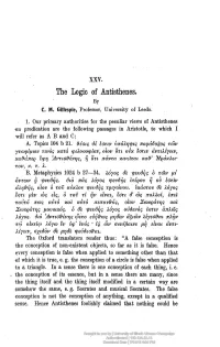 The Logic of Antisthenes. by C* M