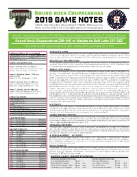 2019 Game Notes 3400 E