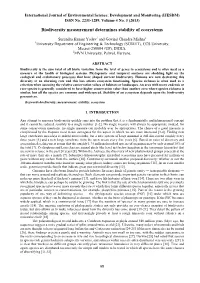 Biodiversity Measurement Determines Stability of Ecosystems
