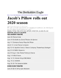 Jacob's Pillow Rolls out 2020 Season