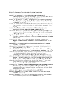 List of References for Avian Distributional Database