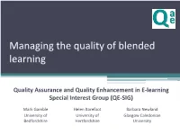Managing the Quality of E-Learning