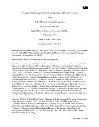Minutes of the Meeting of the Systemic Resolution Advisory Committee Of