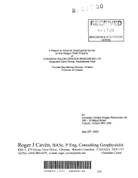 Rpt on Airborne Geophys Surv Nipigon Plate Prop