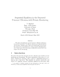 Sequential Equilibria in the Repeated Prisoners' Dilemma with Private