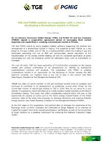 TGE and Pgnig Embark on Cooperation with a View to Developing a Biomethane Market in Poland