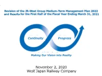2 November 2020 Revision of the JR-West Group Medium-Term