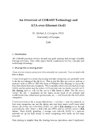 An Overview of CORAID Technology and ATA-Over-Ethernet (Aoe)