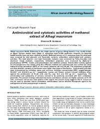 Antimicrobial and Cytotoxic Activities of Methanol Extract of Alhagi Maurorum