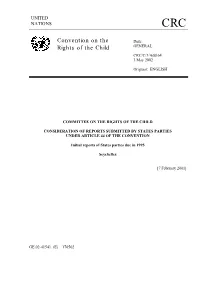 Convention on the Rights of the Child in the Republic of Seychelles from Its Ratification in 1990 up to 1995