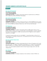 Grammy Awards Category Rules