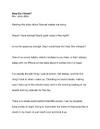 How Do I Know? Rev. John Allen Hearing This Story About Samuel