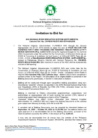 Invitation to Bid For