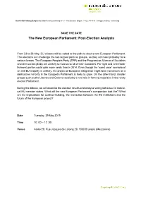 The New European Parliament: Post-Election Analysis