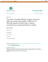 The Utility of Modified Butler-Leggett Criteria for Right Ventricular