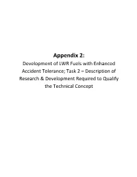 Appendix 2: Development of LWR Fuels with Enhanced Accident Tolerance; Task 2 – Description of Research & Development Required to Qualify