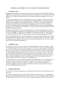 Proposal for Approval of a Wildlife Trade Operation to Export Australian Lungfish