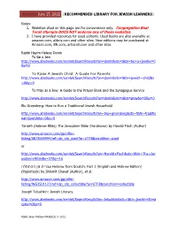Recommended Library for Jewish Learners]