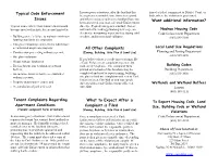 Typical Code Enforcement Issues Tenant Complaints Regarding