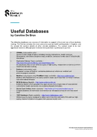 Useful Databases by Caroline De Brun