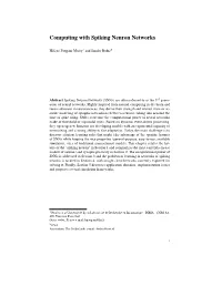 Computing with Spiking Neuron Networks