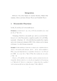 Integration 1 Measurable Functions