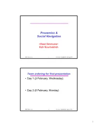 Proxemics & Social Navigation