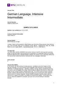 Sample Syllabus