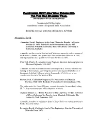 Annotated Bibliography Contributed to the Old Spanish Trail Association