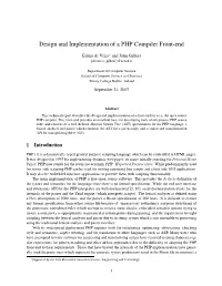 Design and Implementation of a PHP Compiler Front-End