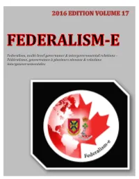 Federalism, Multi-Level Governance & Intergovernmental Relations