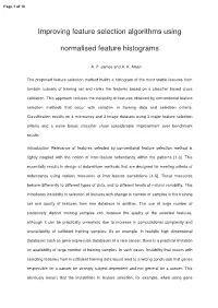 Improving Feature Selection Algorithms Using Normalised Feature Histograms