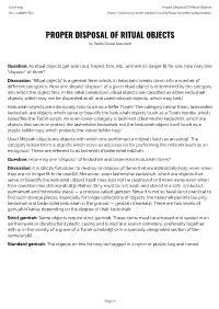 Proper Disposal of Ritual Objects the Judaism Site