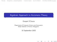Algebraic Approach to Automata Theory