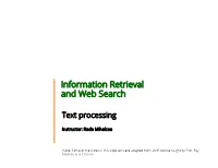 Information Retrieval and Web Search
