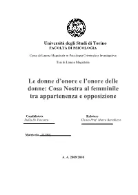 Le Donne D'onore E L'onore Delle Donne