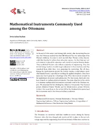 Mathematical Instruments Commonly Used Among the Ottomans
