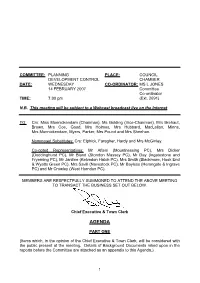 Planning Development Control Committee Following the Applicant’S Request for Time to Submit Revised Plans