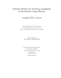 Unitarity Methods for Scattering Amplitudes in Perturbative Gauge Theories