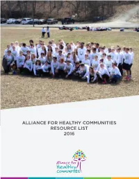 Alliance for Healthy Communities Resource List 2016 Table of Contents