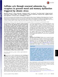 Caffeine Acts Through Neuronal Adenosine A2A Receptors to Prevent Mood and Memory Dysfunction Triggered by Chronic Stress