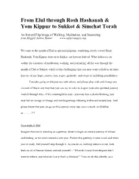 From Elul Through Rosh Hashanah & Yom Kippur to Sukkot & Simchat