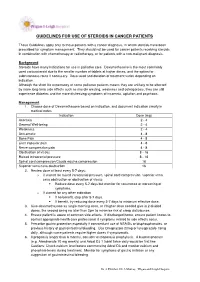 Guidelines for Use of Steroids in Cancer Patients
