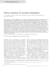 Intrinsic Indicators for Specimen Degradation